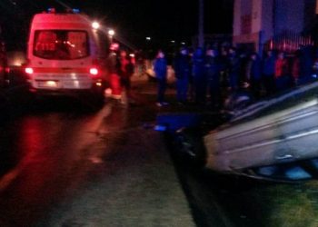 Autoturism răsturnat la ieșirea din Peretu