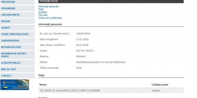 Tel Drum solicită intrarea în faliment
