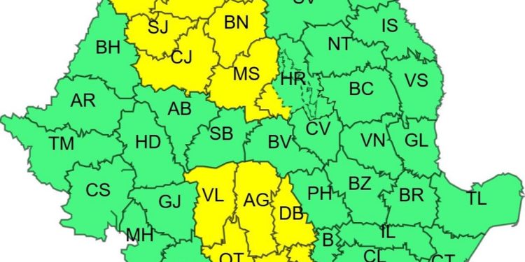 Teleorman – Cod galben de ploi, miercuri, între orele 14:00 – 22:00