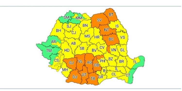 COD PORTOCALIU de precipitații și instabilitate atmosferică, în Teleorman