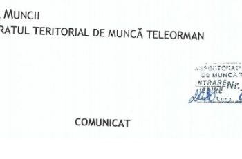 Inspectoratul Teritorial de Muncă Teleorman: Începând cu data de 26.03.2020, activitatea de relații cu publicul se desfășoară exclusiv prin e-mail și telefon (comunicat)
