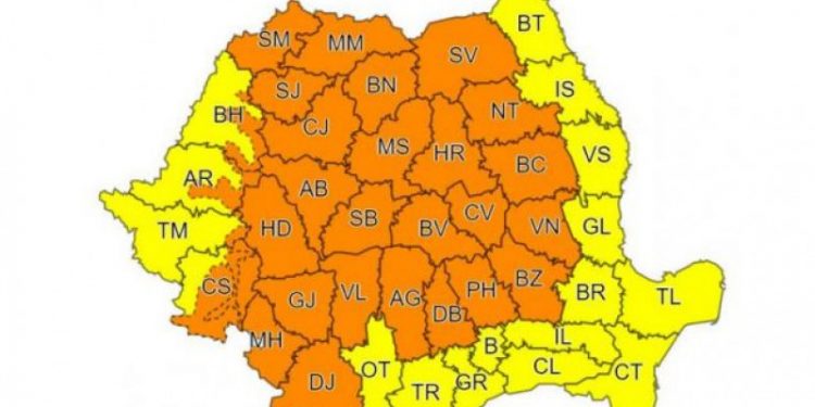 Cod galben de ploi și vânt în Teleorman