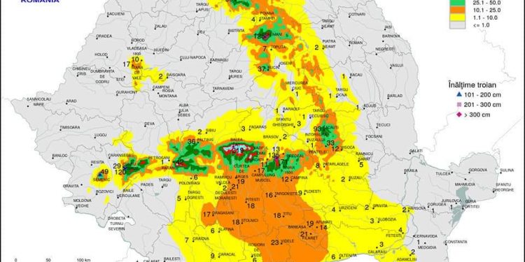 Ninsoare de martie. Stratul de zăpadă a ajuns până la 23 de centimetri în Teleorman