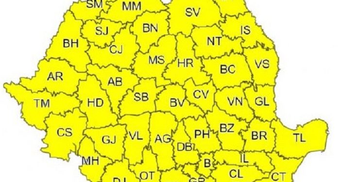 Cod galben de vânt puternic în Teleorman