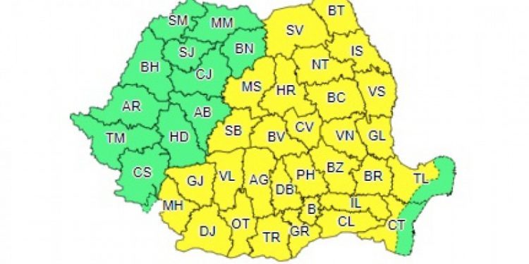 Cod galben de caniculă şi disconfort termic în Teleorman