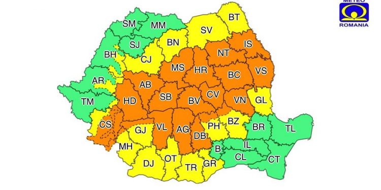 Județul Teleorman se află sub incidența unui cod galben de precipitații și instabilitate atmosferică