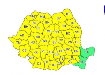 Alertă meteo. Teleorman, sub cod galben de vreme rea