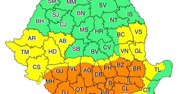 Noi avertizări meteo valabile pentru județul Teleorman. Vremea în următoarele trei zile