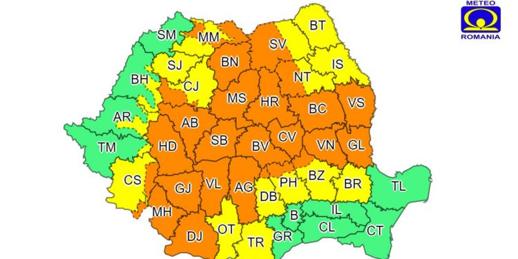 Cod galben de ploi și vijelii. Avertizarea vizează județul Teleorman
