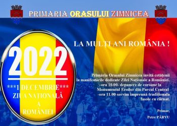 Primăria Zimnicea invită toți cetățenii, joi, 1 decembrie, la sărbătoarea Zilei Naționale a României