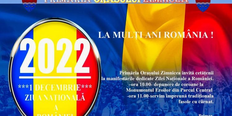 Primăria Zimnicea invită toți cetățenii, joi, 1 decembrie, la sărbătoarea Zilei Naționale a României