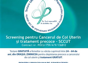 Testare GRATUITĂ pentru depistarea precoce a cancerului de col uterin și tratament GRATUIT pentru femeile  între 24 și 64 de ani, din ZIMNICEA