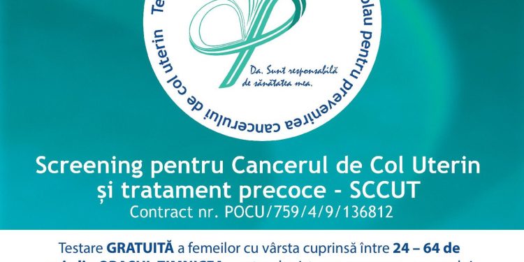 Testare GRATUITĂ pentru depistarea precoce a cancerului de col uterin și tratament GRATUIT pentru femeile  între 24 și 64 de ani, din ZIMNICEA