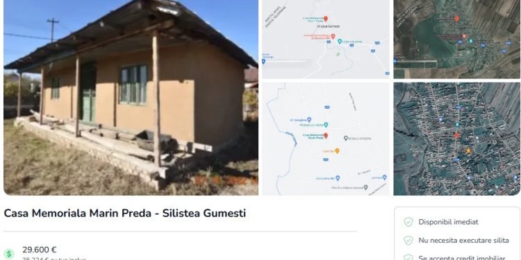 Casa memorială “Marin Preda” ar putea fi vândută la licitație, pentru datoriile asociației lui Marius Tucă