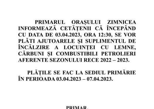 Anunț Primăria Zimnicea