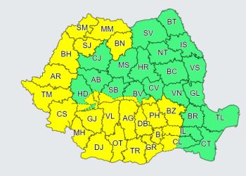 Avertizare meteo: Teleorman, sub cod galben de vijelii şi ploi începând de vineri de la prânz