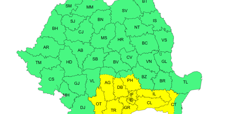 Cod galben de ninsori temporar viscolite și strat de zăpadă, în Teleorman. Vor fi nopți și dimineți geroase