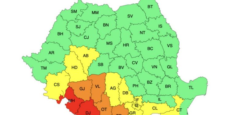 ANM: Cod portocaliu de caniculă, disconfort termic accentuat și noapte tropicală în Teleorman, Olt, Gorj şi Vâlcea